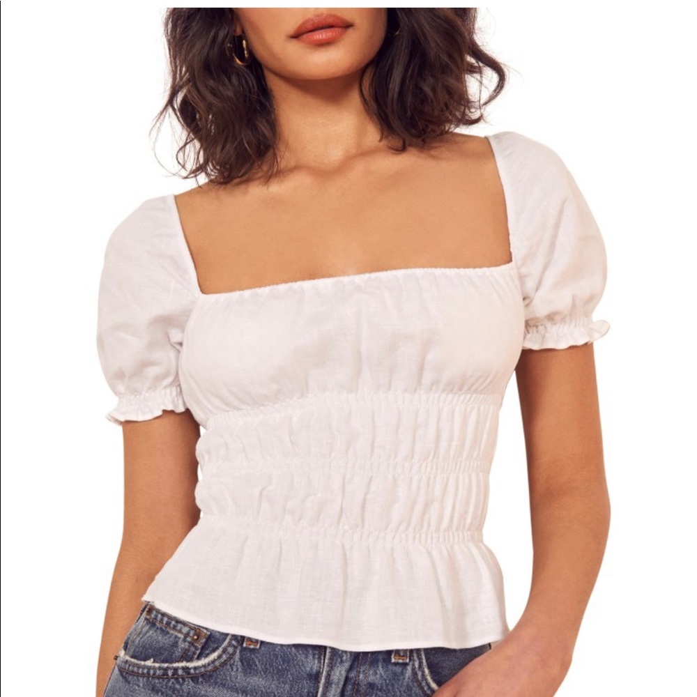 Reformation Ellie Ruffle Top NWOT